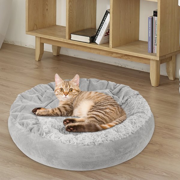 Show full view: JOEJOY Cozy Cuddler Dog & Cat Bed with Hooded Blanket, Grey, Small slide 8 of 9