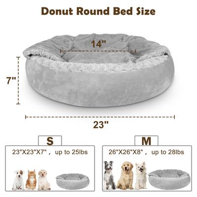 Show full view: JOEJOY Cozy Cuddler Dog & Cat Bed with Hooded Blanket, Grey, Medium slide 3 of 10