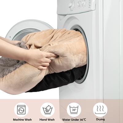 Show full view: JOEJOY Cozy Cuddler Dog & Cat Bed with Hooded Blanket, Beige, Medium slide 6 of 8