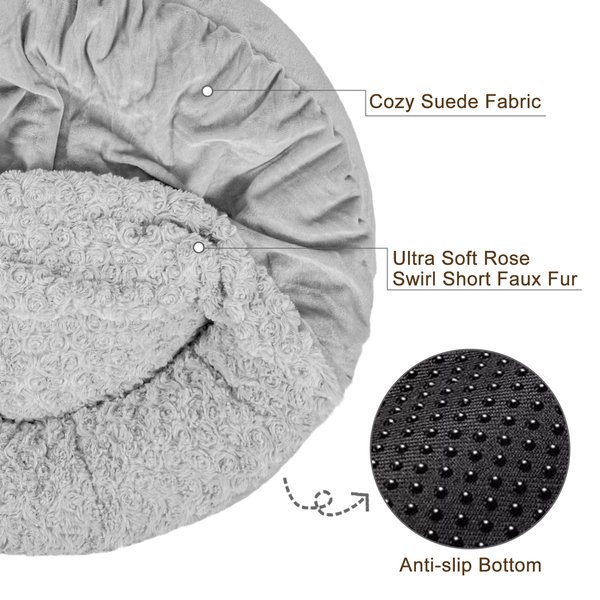 Show full view: JOEJOY Cozy Cuddler Dog & Cat Bed with Hooded Blanket, Grey, Small slide 4 of 9