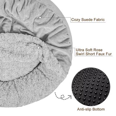 Show full view: JOEJOY Cozy Cuddler Dog & Cat Bed with Hooded Blanket, Grey, Medium slide 4 of 10