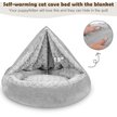 Show in main carousel: JOEJOY Cozy Cuddler Dog & Cat Bed with Hooded Blanket, Grey, Small slide 7 of 9