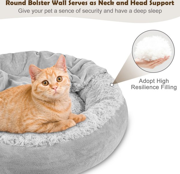 Show full view: JOEJOY Cozy Cuddler Dog & Cat Bed with Hooded Blanket, Grey, Small slide 6 of 9