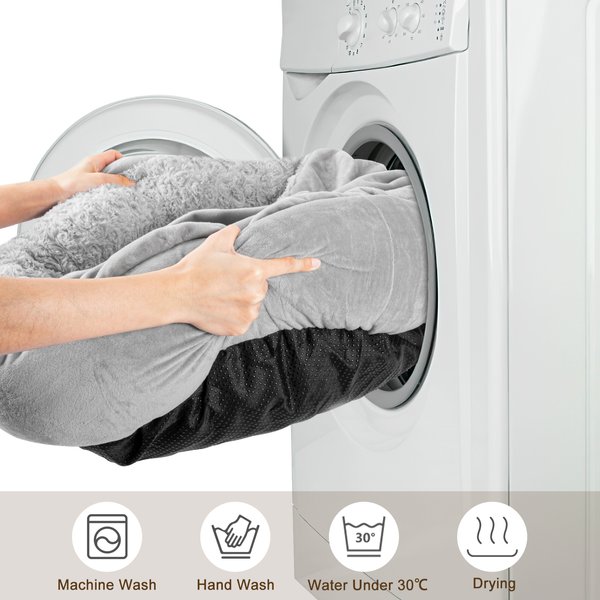 Show full view: JOEJOY Cozy Cuddler Dog & Cat Bed with Hooded Blanket, Grey, Small slide 5 of 9