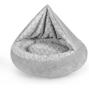 JOEJOY Cozy Cuddler Dog & Cat Bed with Hooded Blanket, Grey, Medium