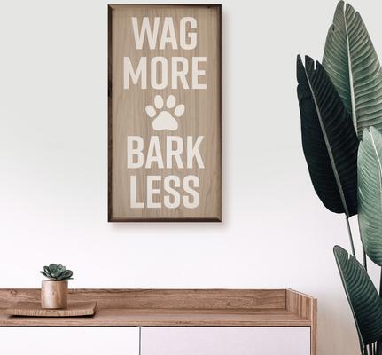Show full view: Kendrick Wag More Bark Less Paw Wall Décor, Whitewash, 18 x 36-in slide 3 of 3