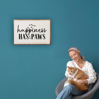 Show full view: Kendrick Happiness Has Paws Wall Décor, White, 8 x 5-in slide 2 of 3