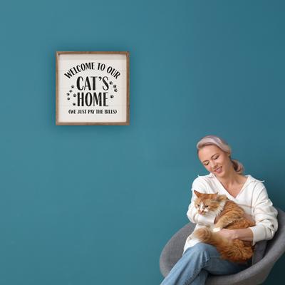 Show full view: Kendrick Welcome To Our Cat's Home Wall Décor, White, 12 x 12-in slide 3 of 4