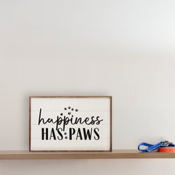 Kendrick Happiness Has Paws Wall Décor, White, 8 x 5-in