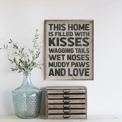 Show full view: Kendrick Kisses Wagging Tails Wet Noses Muddy Paws Wall Décor, Whitewash, 32 x 40-in slide 3 of 3