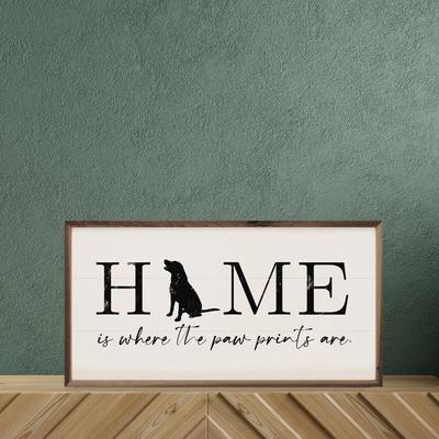 Show full view: Kendrick Home is Where The Paw Prints Are Wall Décor, White, 16 x 8-in slide 2 of 3