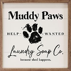 Kendrick Muddy Paws Wall Décor, White, 12 x 12-in