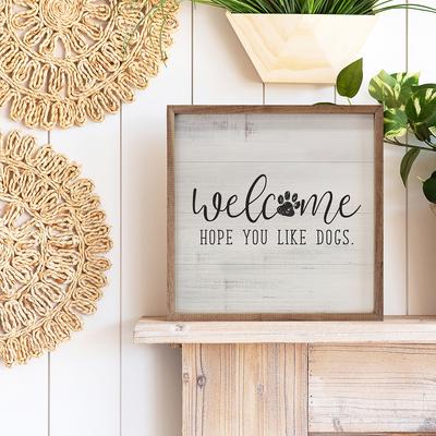 Show full view: Kendrick Welcome Hope You Like Dogs Wall Décor, White, 4 x 4-in slide 2 of 3