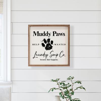 Show full view: Kendrick Muddy Paws Wall Décor, White, 24 x 24-in slide 3 of 3