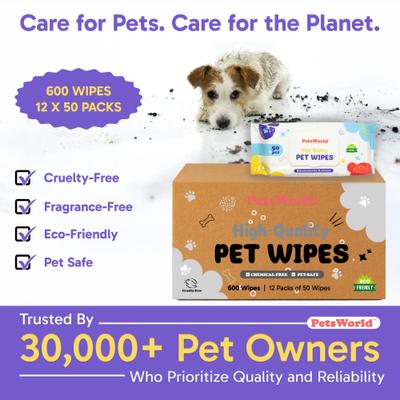 Show full view: PetsWorld Thick Hypoallergenic Dog Wipes, Unscented, 600 count slide 7 of 8