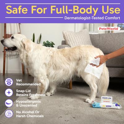Show full view: PetsWorld Thick Hypoallergenic Dog Wipes, Unscented, 600 count slide 5 of 8