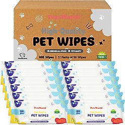 PetsWorld Thick Hypoallergenic Dog Wipes, Unscented, 600 count