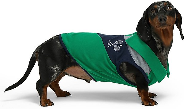 Show full view: Hotel Doggy Tennis Color Block Pique Tank Top Dog Shirt, Golf Green, X-Small slide 1 of 8