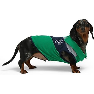 Hotel Doggy Tennis Color Block Pique Tank Top Dog Shirt, Golf Green, Large
