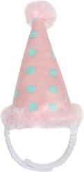 Hotel Doggy Plush Pompom Birthday Dog Hat, Candy Pink, Small/Medium slide 2 of 3