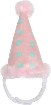 Show full view: Hotel Doggy Plush Pompom Birthday Dog Hat, Candy Pink, Large/X-Large slide 3 of 4
