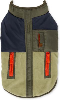 Show full view: Hotel Doggy Mix Media Color Block Dog Jacket, Military Olive, Medium slide 5 of 7