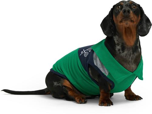 Show full view: Hotel Doggy Tennis Color Block Pique Tank Top Dog Shirt, Golf Green, X-Small slide 3 of 8