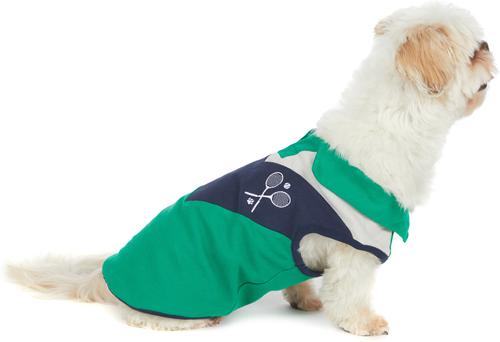 Show full view: Hotel Doggy Tennis Color Block Pique Tank Top Dog Shirt, Golf Green, X-Small slide 5 of 8