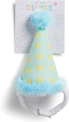 Show full view: Hotel Doggy Plush Pompom Birthday Dog Hat, Light Blue, Large/X-Large slide 2 of 5