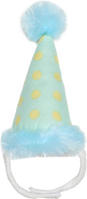 Show full view: Hotel Doggy Plush Pompom Birthday Dog Hat, Light Blue, Large/X-Large slide 3 of 5