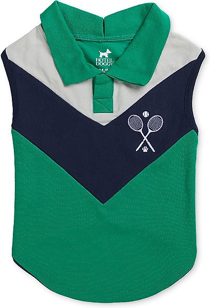 Show full view: Hotel Doggy Tennis Color Block Pique Tank Top Dog Shirt, Golf Green, X-Small slide 7 of 8