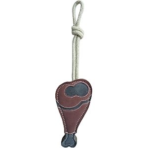 Advance Pet Product Tuff Toy Leather & Wool Drumstick Tough Dog Chew Toy, Dark Brown/Grey