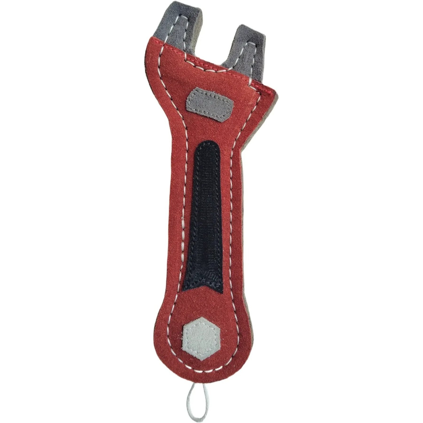 Advance Pet Product Tuff Toy Leather & Wool Monkey Wrench Tough Dog Chew Toy, Red