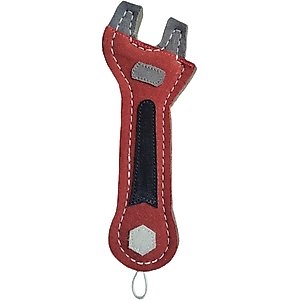 Advance Pet Product Tuff Toy Leather & Wool Monkey Wrench Tough Dog Chew Toy, Red
