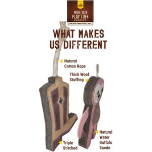 Advance Pet Product Tuff Toy Leather & Wool Drumstick Tough Dog Chew Toy, Dark Brown/Grey