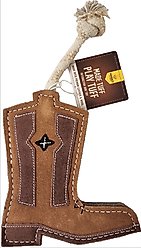 Advance Pet Product Tuff Toy Leather & Wool Cowboy Boot Tough Dog Chew Toy, Brown