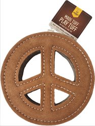 Advance Pet Product Tuff Toy Leather & Wool Peace Sign Tough Dog Chew Toy, Brown