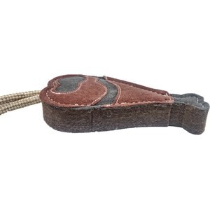 Advance Pet Product Tuff Toy Leather & Wool Drumstick Tough Dog Chew Toy, Dark Brown/Grey