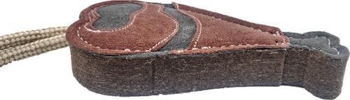 Show full view: Advance Pet Product Tuff Toy Leather & Wool Drumstick Tough Dog Chew Toy, Dark Brown/Grey slide 2 of 3