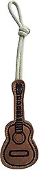 Advance Pet Product Tuff Toy Leather & Wool Guitar with Rope Tough Dog Chew Toy, Brown