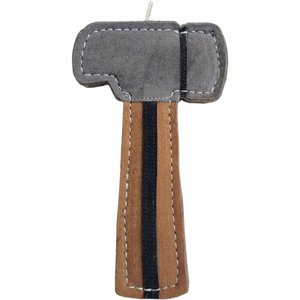 Advance Pet Product Tuff Toy Leather & Wool Carpenter Hammer Tough Dog Chew Toy, Brown/Grey