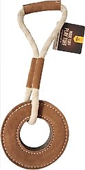 Advance Pet Product Tuff Toy Leather & Wool Rope Ring Tough Dog Chew Toy, Brown