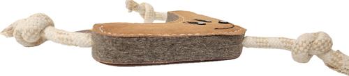 Show full view: Advance Pet Product Tuff Toy Leather & Wool Boomerang Tough Dog Chew Toy, Brown slide 2 of 3