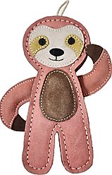 Advance Pet Product Tuff Toy Leather & Wool Sloth Tough Dog Chew Toy, Pink
