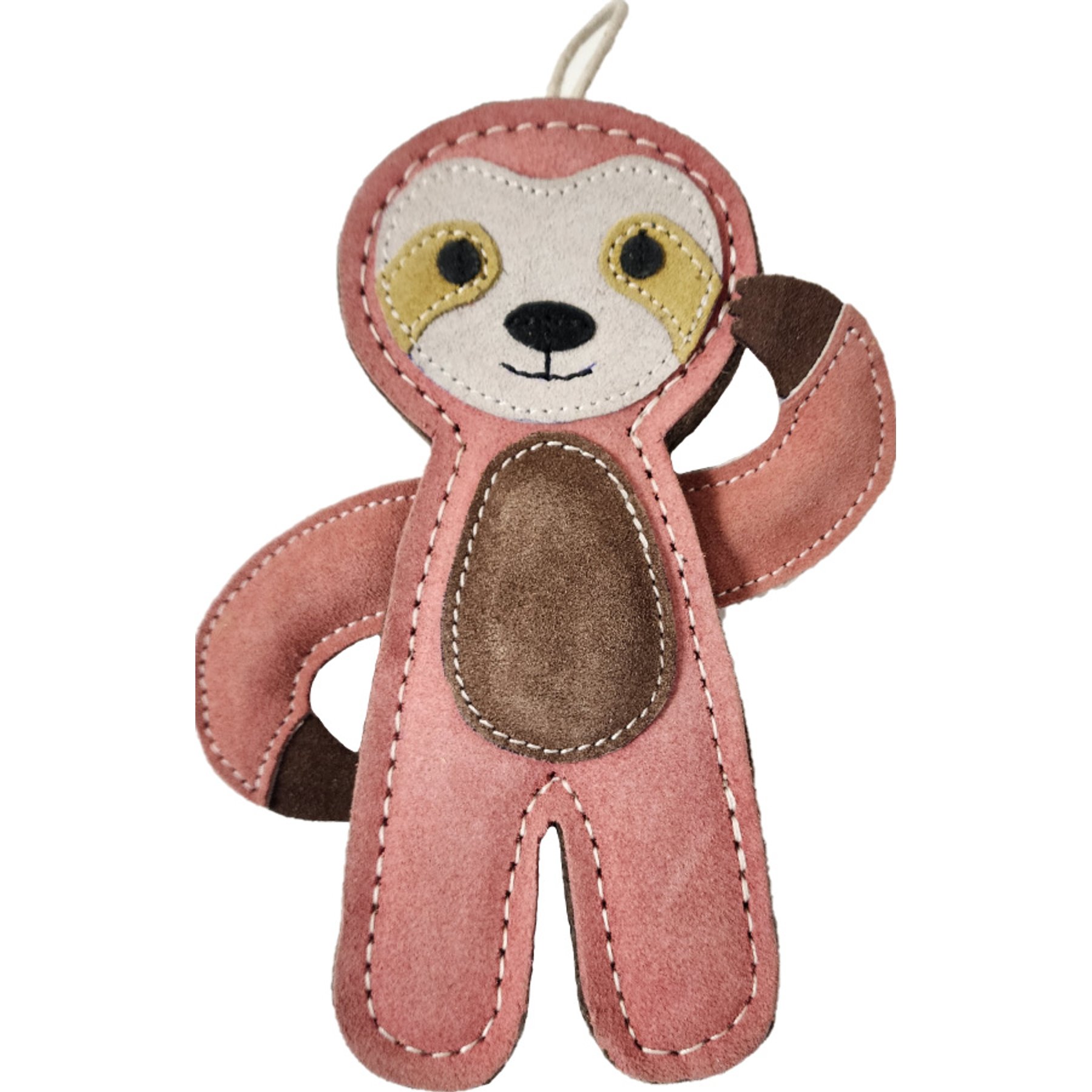 Advance Pet Product Tuff Toy Leather & Wool Sloth Tough Dog Chew Toy, Pink