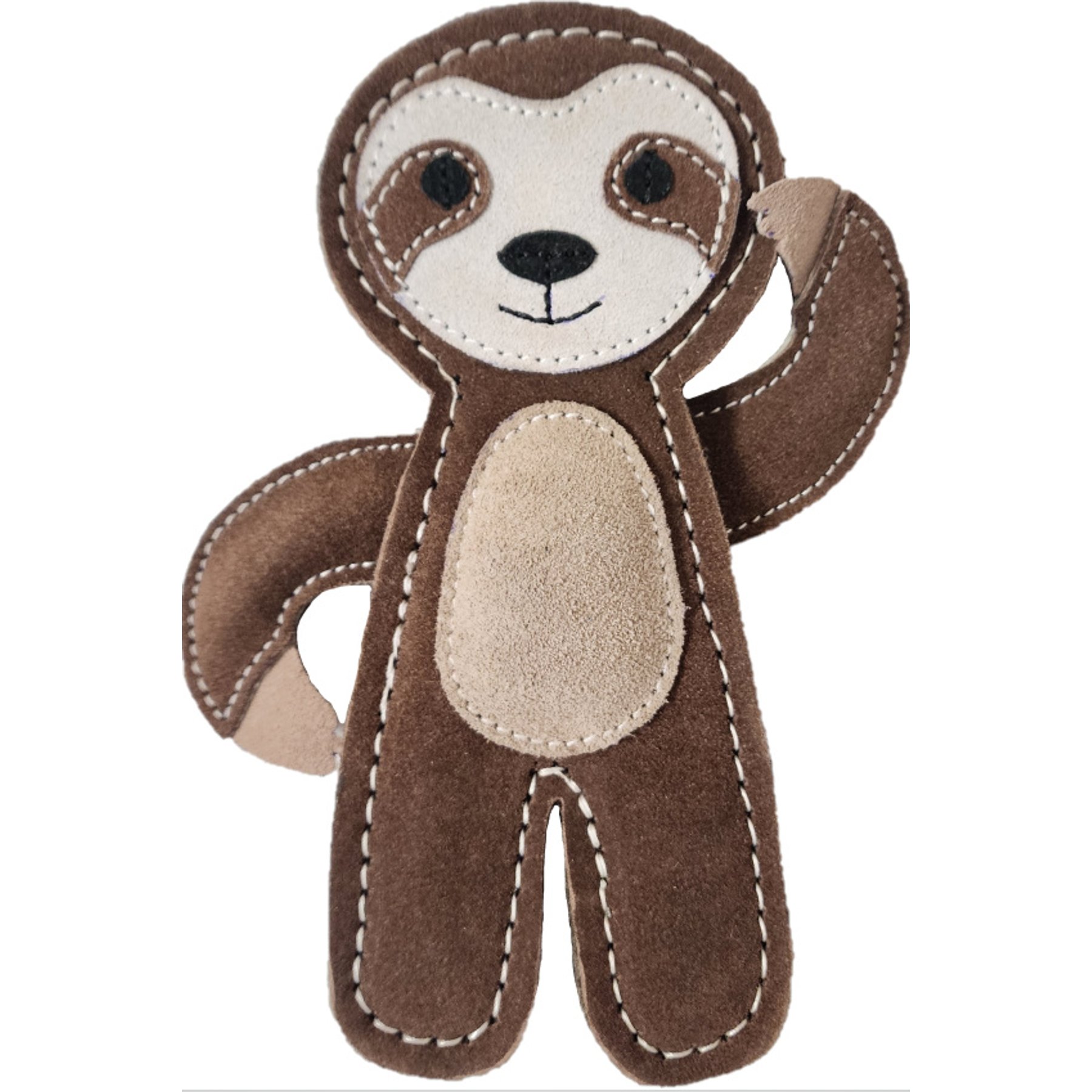 Advance Pet Product Tuff Toy Leather & Wool Sloth Tough Dog Chew Toy, Brown