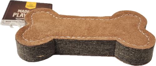 Show full view: Advance Pet Product Tuff Toy Leather & Wool Bone Tough Dog Chew Toy, Brown slide 3 of 5