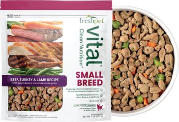 Freshpet Healthy & Natural Small Breed Non-GMO Beef, Turkey & Lamb Fresh Dog Food, 1-lb bag, case of 6