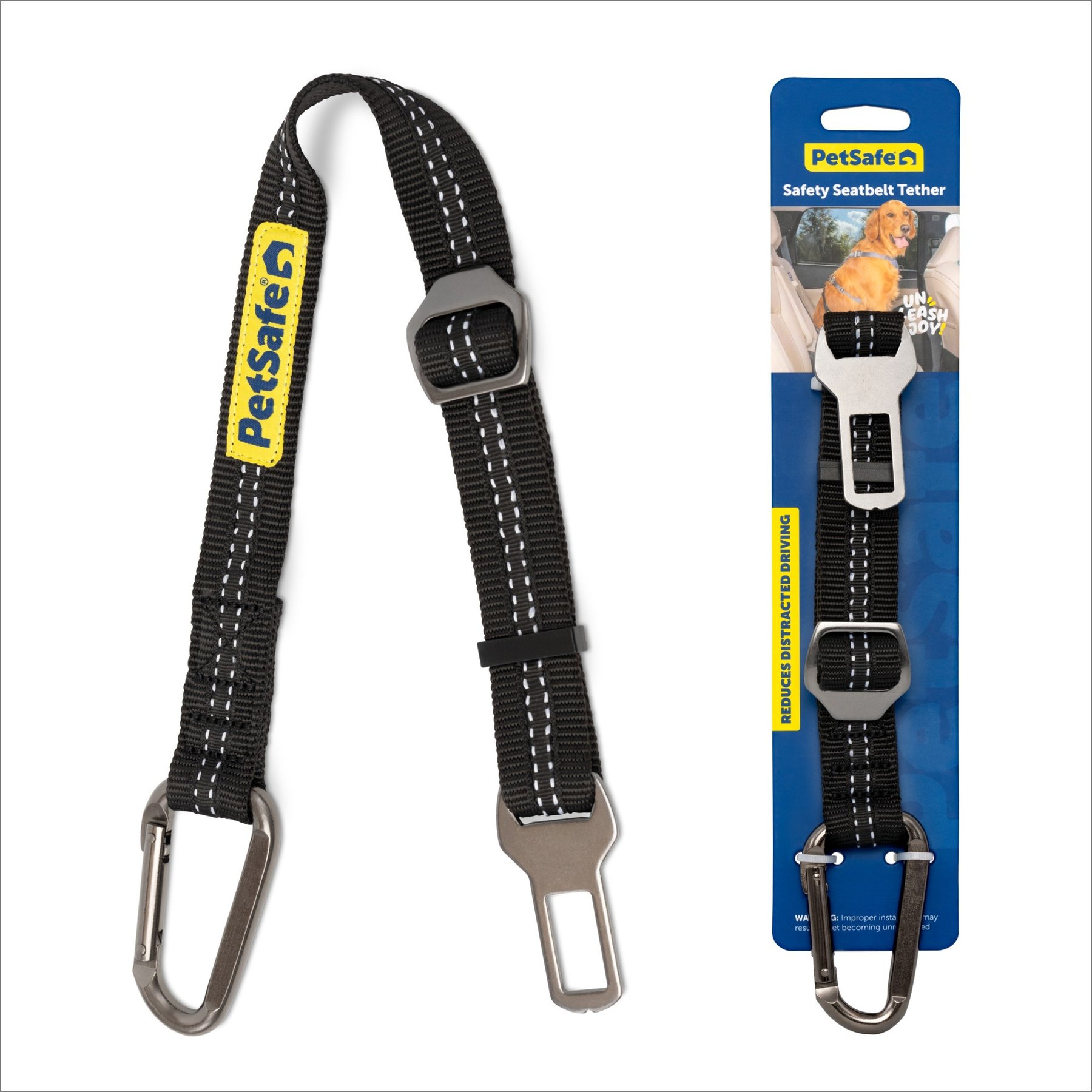 PetSafe Safety Seatbelt Dog Tether, Black, 15 to 22-in