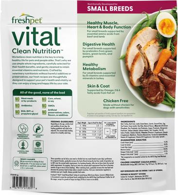 Show full view: Freshpet Healthy & Natural Small Breed Non-GMO Beef, Turkey & Lamb Fresh Dog Food, 1-lb bag, bundle of 12  slide 5 of 11